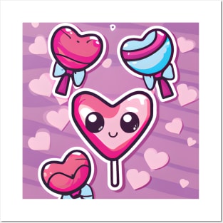 Kawaii Valentine Candy Illustration Posters and Art